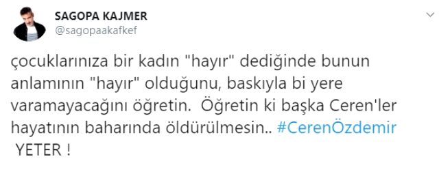Ünlü isimler, Ceren Özdemir'in öldürülmesine tepki gösterdi