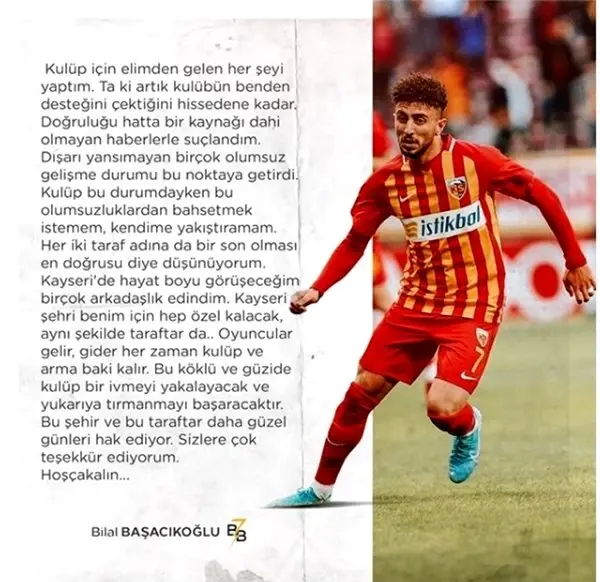  <a class='keyword-sd' href='/kayserispor/' title='Kayserispor'>Kayserispor</a>'da Bilal Başaçıkoğlu serbest kaldı