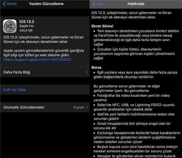 Apple iOS ve iPadOS 13.3 Güncellemesi Yayınlandı