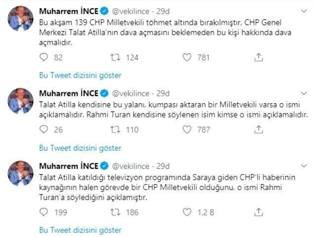 Muharrem İnce'den Talat Atilla'ya sert tepki: 139 milletvekili töhmet altında bırakılmıştır