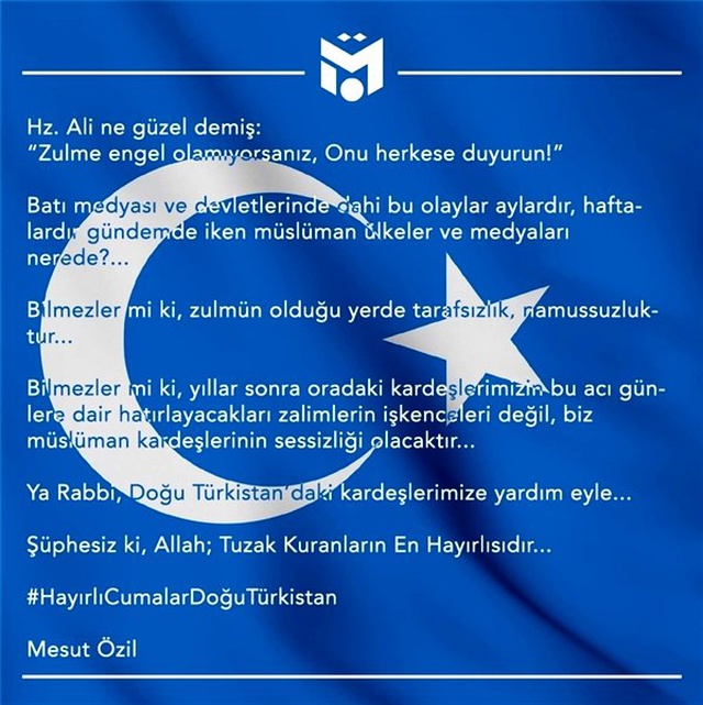 Mesut Özil'den Doğu Türkistan açıklaması