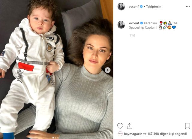 Fahriye Evcen oğlu Karan'ı paylaştı, sosyal medyada yer yerinden oynadı