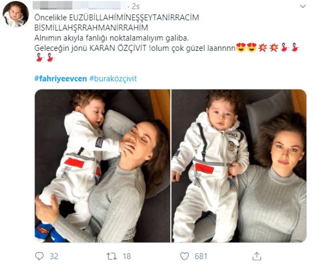 Fahriye Evcen oğlu Karan'ı paylaştı, sosyal medyada yer yerinden oynadı
