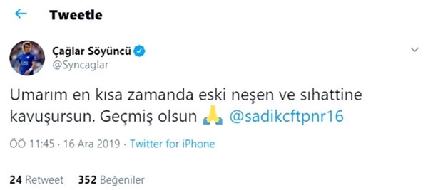 Çağlar Söyüncü'den Fenerbahçeli Sadık Çiftpınar'a mesaj!