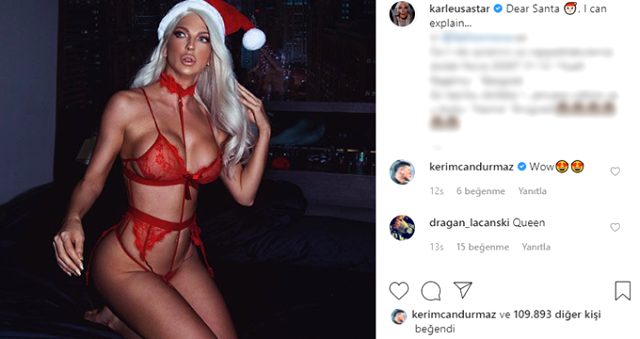 Jelena Karleusa'nın iç çamaşırlı Noel pozu nefes kesti