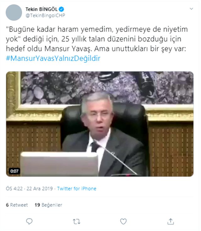 Sinan Aygün'ün rüşvet iddialarının ardından sosyal medyada Mansur Yavaş'a destek mesajları yağdı