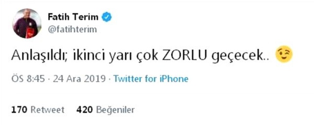 Fatih Terim'den imalı paylaşım;