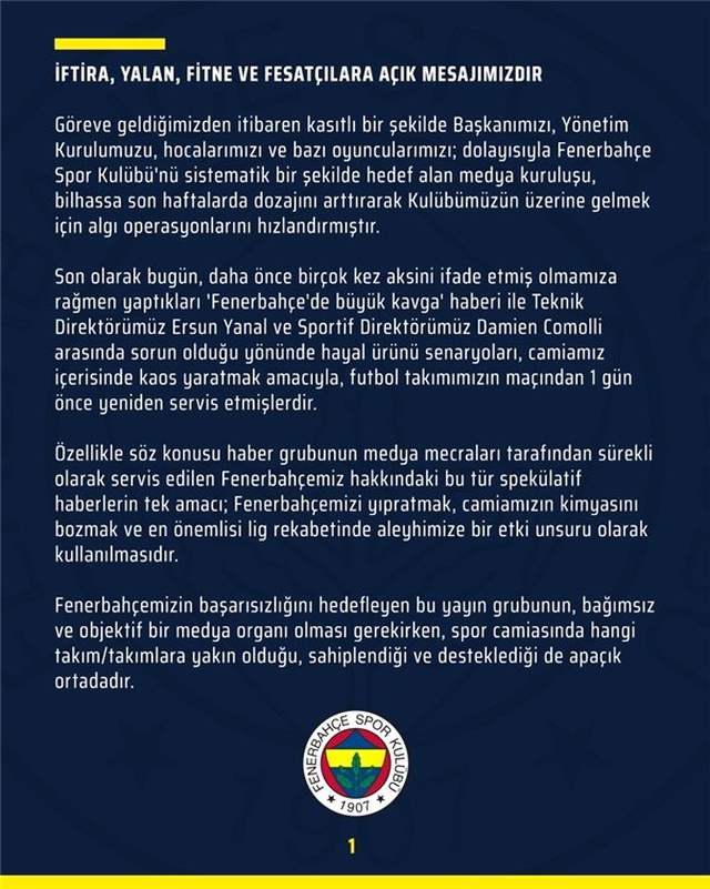 Fenerbahçe'den açıklama: 