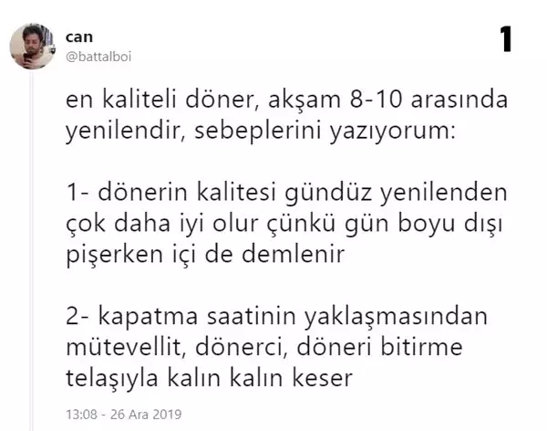 En Güzel Döner Saat Kaçta Yenendir? Neden?