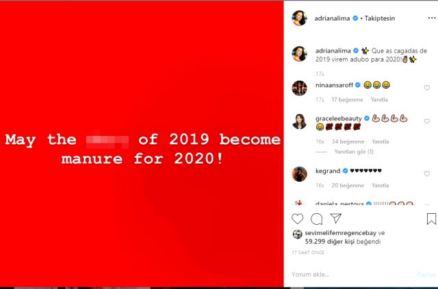 Bir yıla iki aşk sığdıran ünlü model Adriana Lima'dan, 2019'dan 2020'ye ilginç mesaj