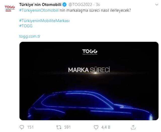 TOGG, yerli otomobilin markalaşma süreciyle ilgili bir video yayınladı TOGG, yerli otomobilin markalaşma süreciyle ilgili bir video yayınladı
