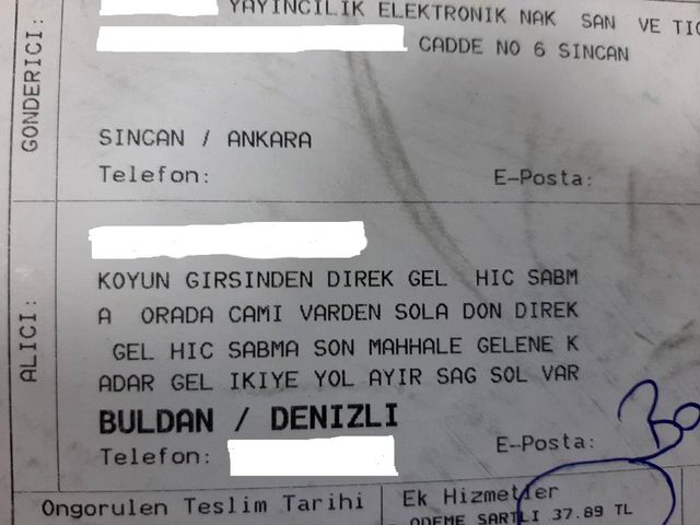 Kargo paketindeki adres, görevlileri şaşkına çevirdi