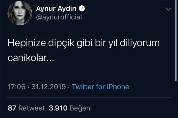 Aynur Aydın'ın Twitter Adresinden Atarlı 10 Cümle