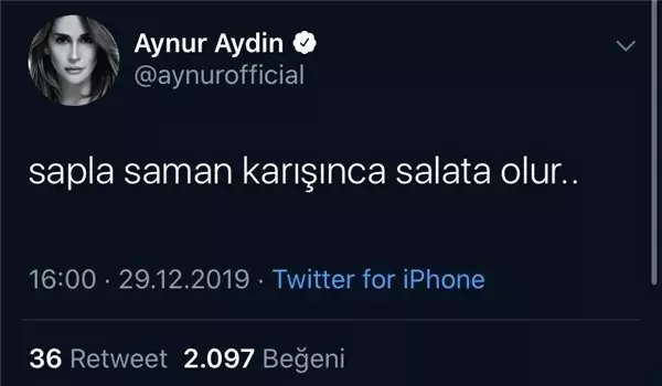 Aynur Aydın'ın Twitter Adresinden Atarlı 10 Cümle