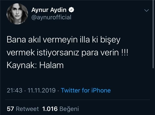 Aynur Aydın'ın Twitter Adresinden Atarlı 10 Cümle
