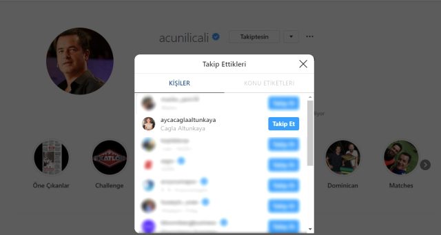 Acun Ilıcalı, aşk yaşadığı konuşulan Çağla Altunkaya'yı Instagram'dan takip etmeye başladı
