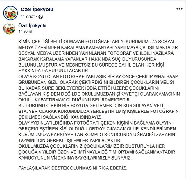 Bilecik'te bir özel anaokulunda çekilen fotoğraflar, kenti ayağa kaldırdı