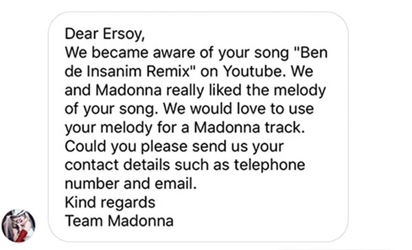Madonna'dan Elazığlı Ersoy Dinç'e şaşırtan mesaj!