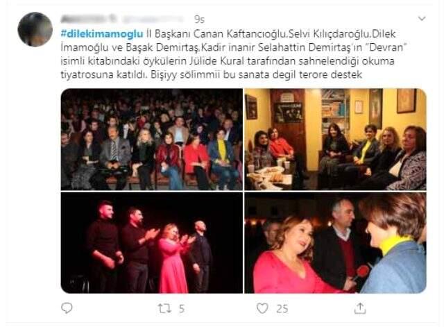 Demirtaş'ın eşi, Dilek İmamoğlu ve Selvi Kılıçdaroğlu beraber tiyatro izlediler