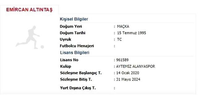 Emircan Altıntaş Süper Lig'de