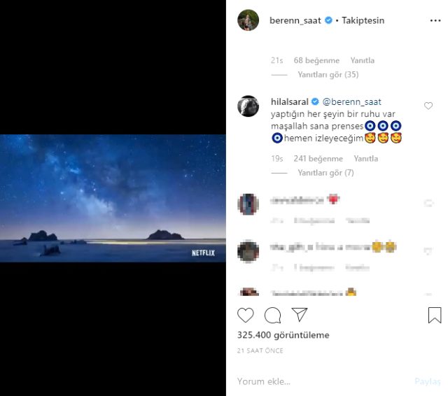 Oyuncu Beren Saat, <a class='keyword-sd' href='/instagram/' title='Instagram'>Instagram</a> hesabından Netflix ile yaptığı yeni projesini duyurdu