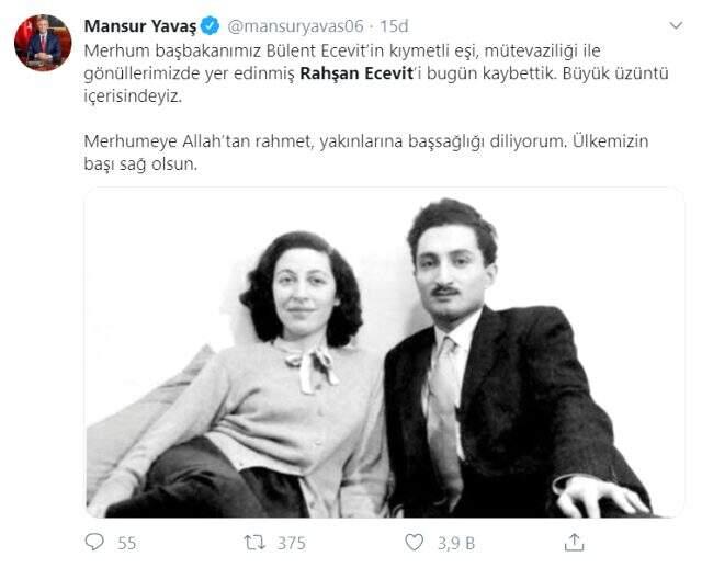 Rahşan Ecevit'in vefatı sonrası siyaset dünyasından taziye mesajları yağdı