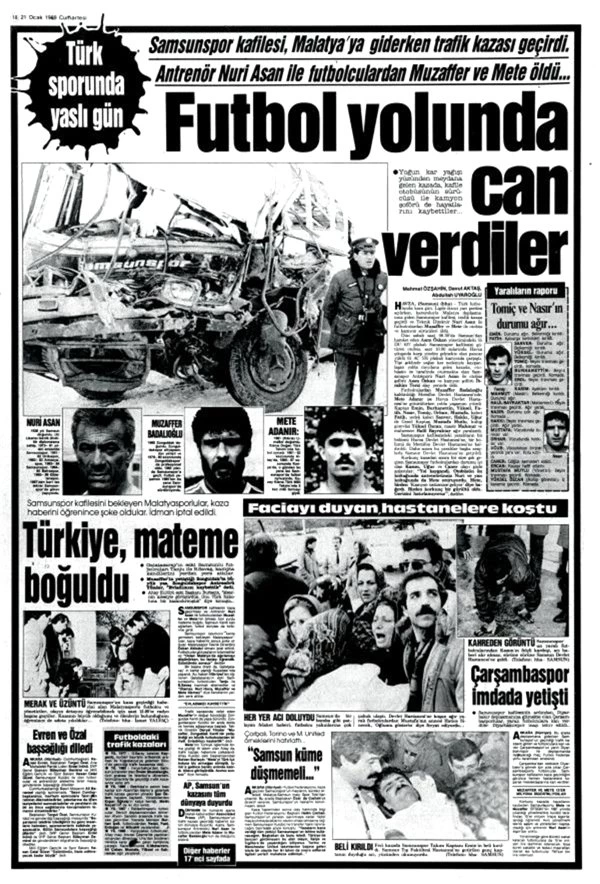 Samsunspor kazasında kaç kişi öldü? 20 Ocak 1989'da Türkiye mateme boğuldu