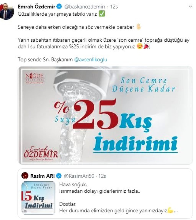 Suya kış indirimi yapan AK Partili belediye başkanları, vatandaşın yüzünü güldürdü