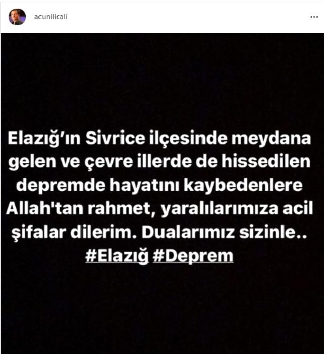 Elazığ'daki depremin ardından ünlü isimlerden üst üste paylaşımlar geldi