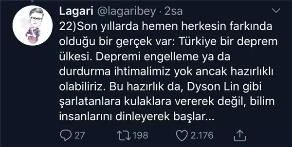 Dyson Lin'İn Deprem Paylaşımlarının Korku Tacirliği Olduğunu Gösteren Mantıklı Bir Flood