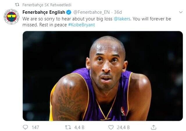 Galatasaray'dan Kobe Bryant paylaşımı: Seni özleyeceğiz