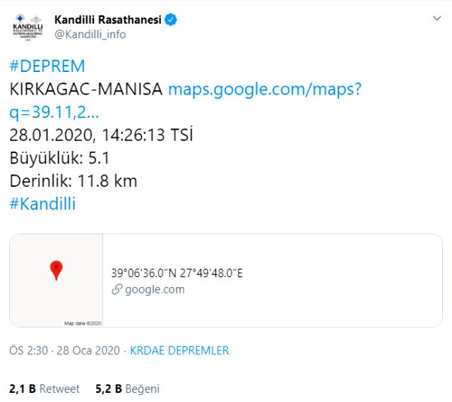 Son dakika: Manisa'da 5.1 büyüklüğünde bir deprem meydana geldi