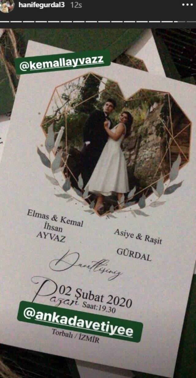 Hanife Gürdal, sosyal medya hesabından düğün davetiyesini paylaştı