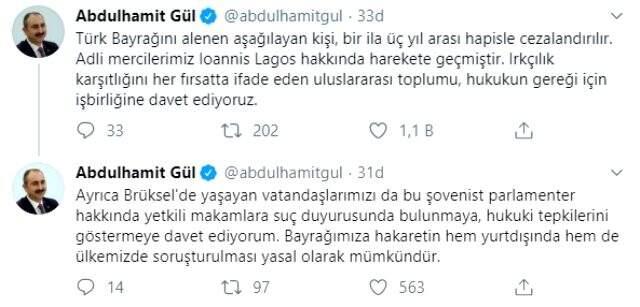 Adalet Bakanı Gül: Türk bayrağını yırtan Yunan vekil için adli mercilerimiz harekete geçti