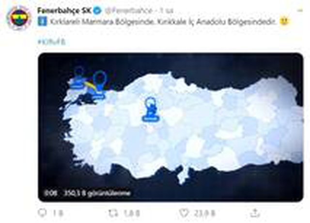 Fenerbahçe'den coğrafya dersi: Kırıkkale'nin yerini haritadan gösterdi
