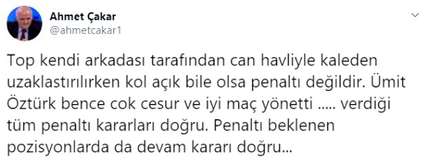 Ahmet Çakar'ın penaltı yorumu Fenerbahçeli taraftarların tepkisini çekti