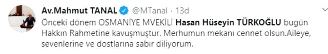 24. Dönem Osmaniye Milletvekili Hasan Hüseyin Türkoğlu hayatını kaybetti