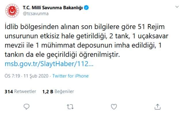Son Dakika: Milli Savunma Bakanlığı: Suriye'de 51 rejim unsuru etkisiz hale getirildi