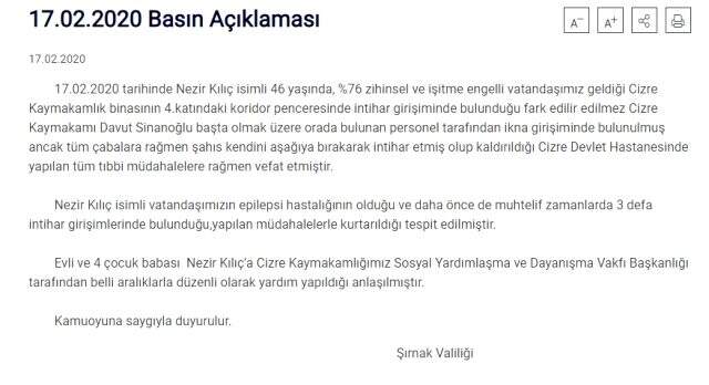 Son dakika: Cizre'de kaymakamlık binasının 5'inci katından aşağı atlayan vatandaş hayatını kaybetti Son dakika: Cizre'de kaymakamlık binasının 5'inci katından aşağı atlayan vatandaş hayatını kaybetti