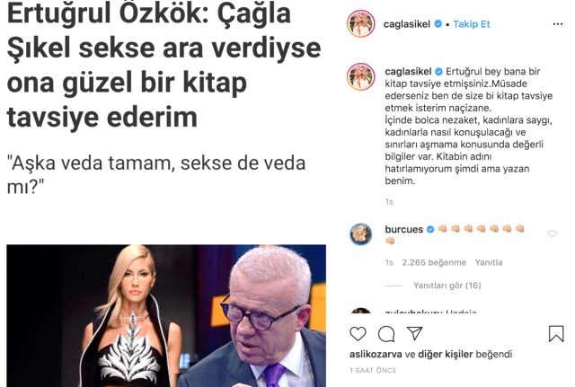 Çağla Şıkel'den Ertuğrul Özkök'ün sözlerine sert yanıt: Ben de sana bir kitap tavsiye ederim