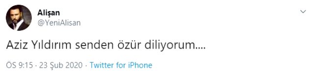 Alişan, Fenerbahçe'nin yenilgisinden sonra Aziz Yıldırım'dan özür diledi