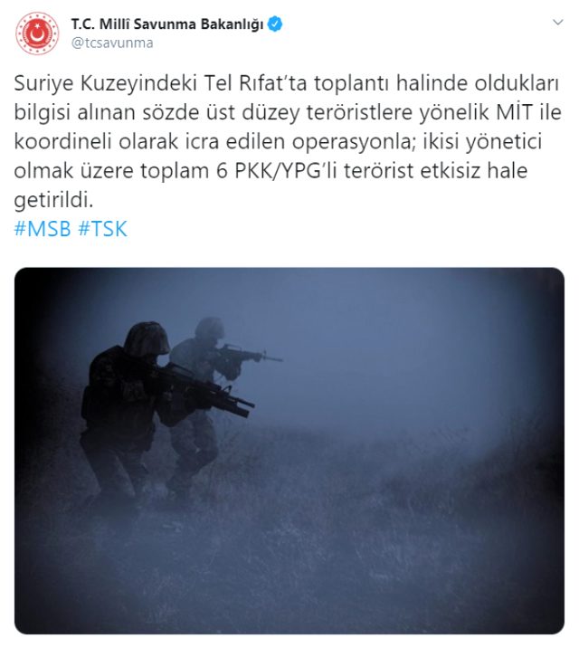 Son Dakika: Tel Rıfat'ta PKK'lı sözde yöneticiler toplantı halindeyken vuruldu
