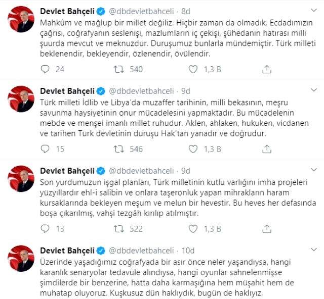 MHP lideri Bahçeli'den İdlib açıklaması: Zalime karşı mazlumun safındayız