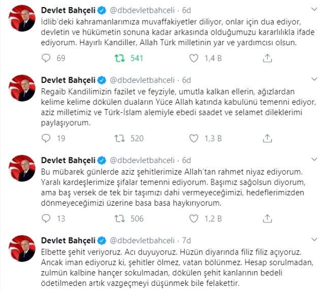 MHP lideri Bahçeli'den İdlib açıklaması: Zalime karşı mazlumun safındayız