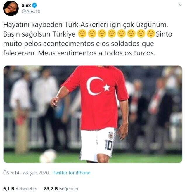 Alex de Souza'dan İdlib paylaşımı: Başın sağ olsun Türkiye