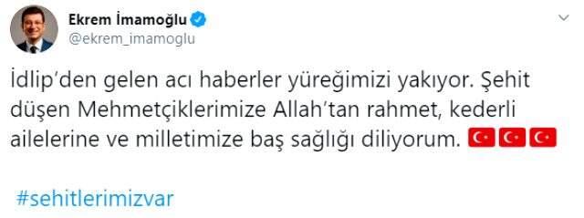İmamoğlu'ndan İdlib paylaşımı: Acı haberler yüreğimizi yakıyor