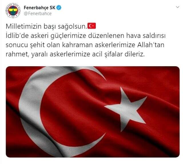 Türk spor kulüpleri, İdlib'deki hain saldırı sonrası başsağlığı mesajı yayınladı