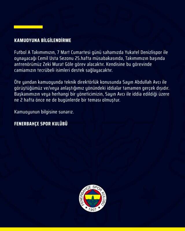 Fenerbahçe, Abdullah Avcı iddialarını yalanladı