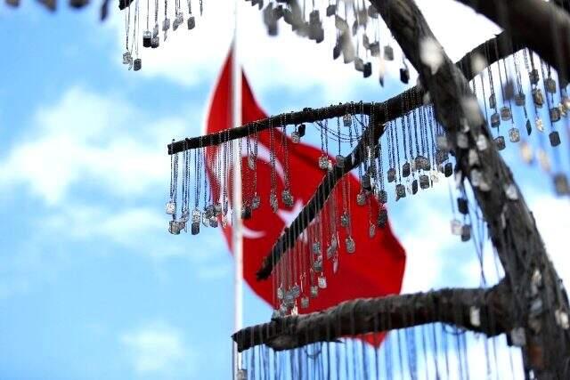 İdlib'de şehit olan askerlerimizin künyeleri Şehit Ağacı'na asıldı