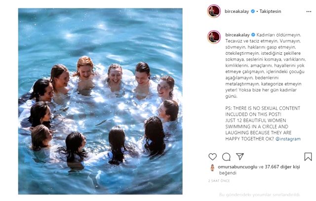 Instagram, oyuncu Birce Akalay'ın Kadınlar Günü paylaşımını cinsel içerikli bularak kaldırdı